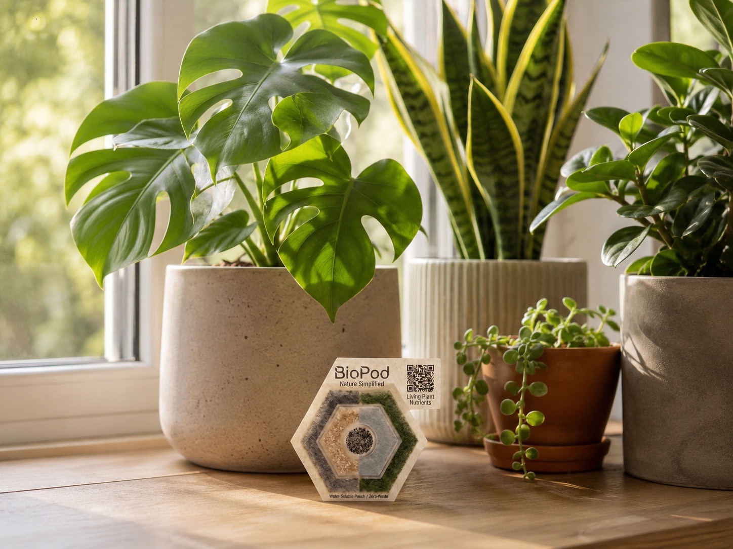 Houseplants on a bright windowsill